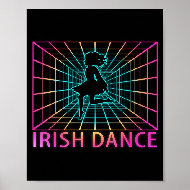 Irish Dance Retro Dancer Gift  Poster (Front)