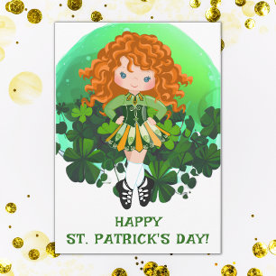 Irish Dance St. Patrick's Day Green Shamrocks Card