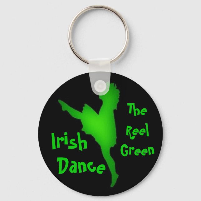 Irish Dance...the reel green Key Ring (Front)