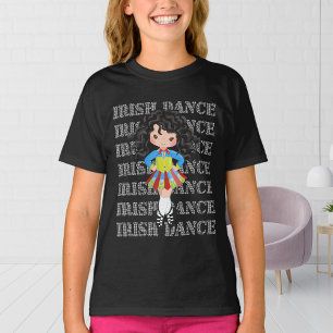 Irish Dance Typography Cute Girl in Solo Dress T-Shirt