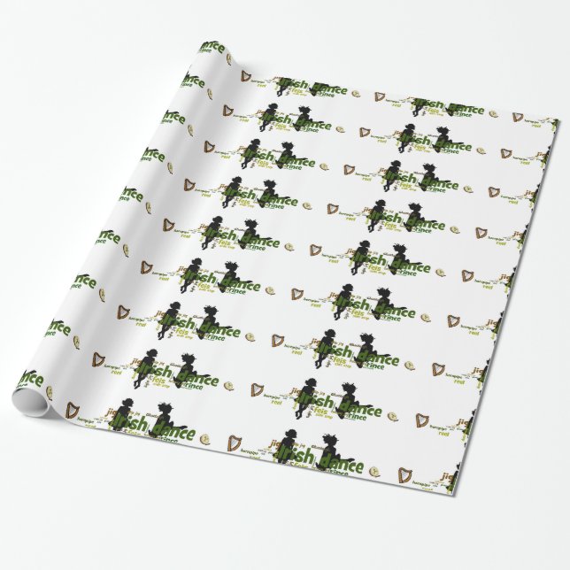 Irish Dance Wordle Wrapping Paper (Unrolled)