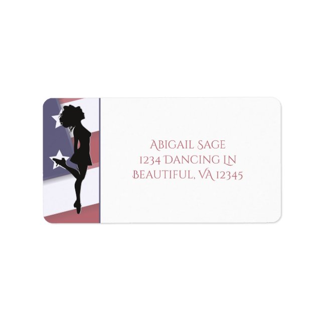 Irish Dancer American Flag Hard Shoe Dance Address Label (Front)