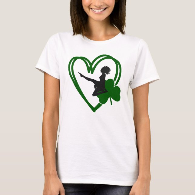 Irish Dancer and Green Heart Irish Dance T-Shirt (Front)