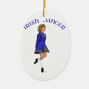 Irish Dancer Blonde in Blue Ceramic Tree Decoration