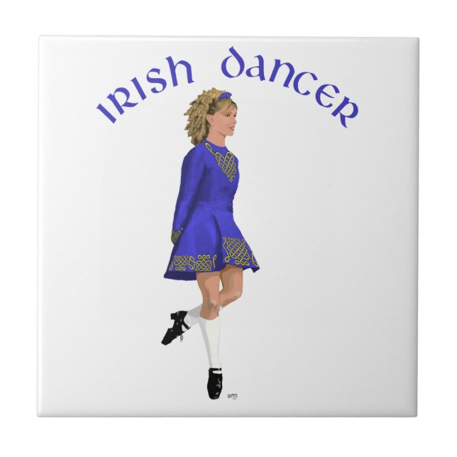 Irish Dancer Blonde in Blue Tile (Front)