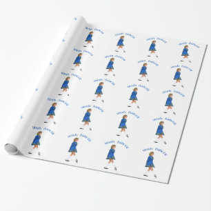 Irish Dancer Blonde in Blue Wrapping Paper