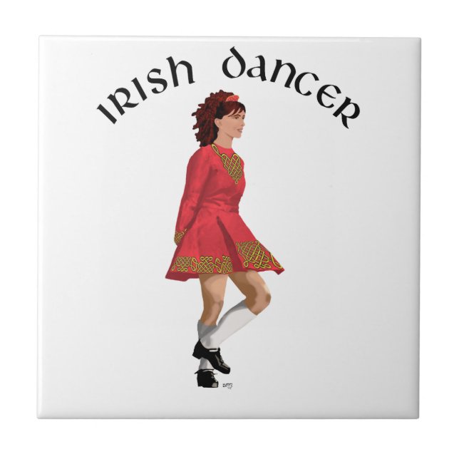 Irish Dancer Brunette in Red Tile (Front)