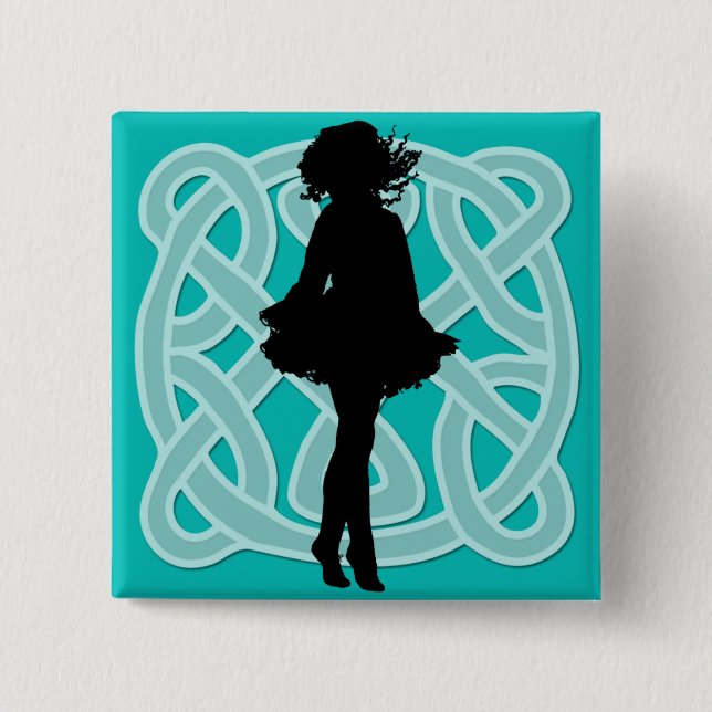 Irish Dancer Celtic Light Blue Button (Front)