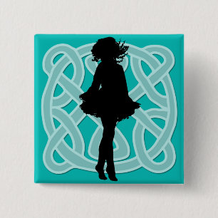 Irish Dancer Celtic Light Blue Button
