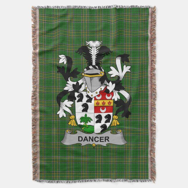  Irish Dancer Coat of Arms Family Crest Ireland Throw Blanket (Front Vertical)