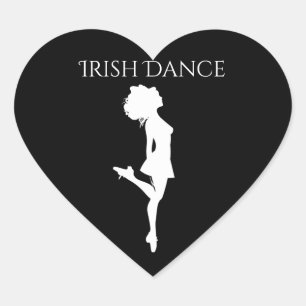 Irish Dancer Hard Shoe Black and White Dance Heart Sticker