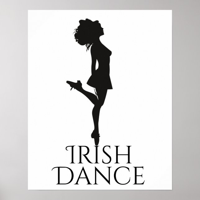 Irish Dancer Hard Shoe Black and White Dance Poster (Front)