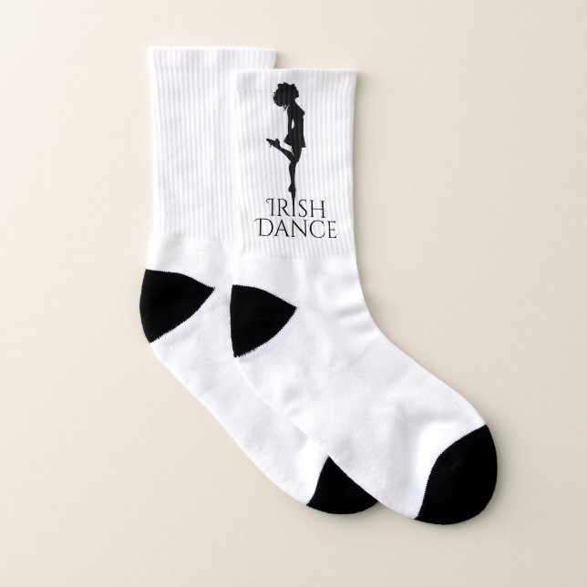 Irish Dancer Hard Shoe Black and White Dance Socks (Pair)