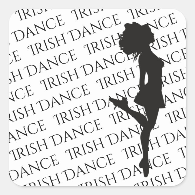 Irish Dancer Hard Shoe Black and White Dance Square Sticker (Front)
