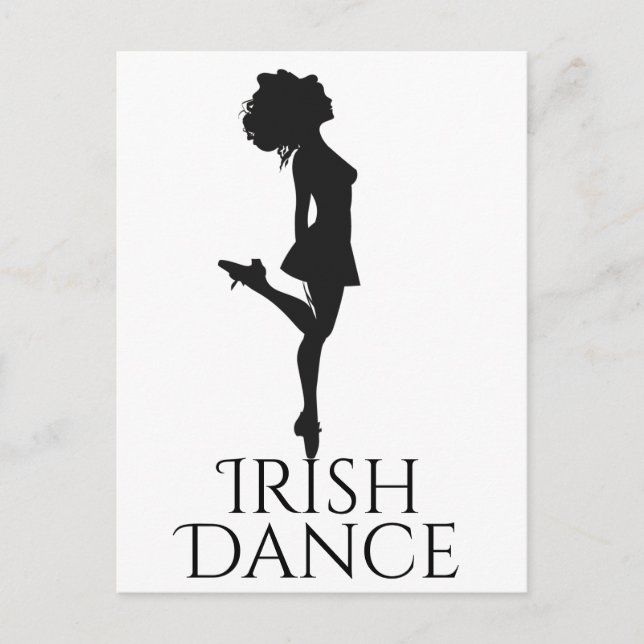 Irish Dancer Hard Shoe Dancing Black White Dance Postcard (Front)