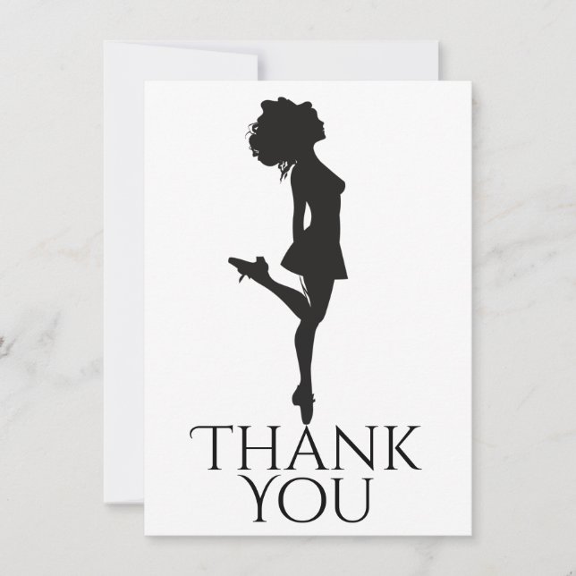 Irish Dancer Hard Shoe Dancing Black White Dance  Thank You Card (Front)