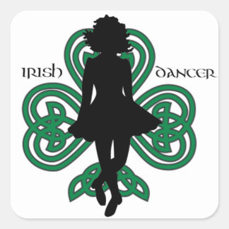 Irish Dancer Hardshoe/Forest Green Heart Shamrock Square Sticker