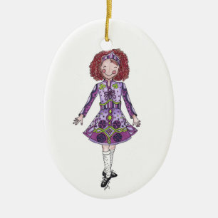 Irish Dancer in Purple Ceramic Tree Decoration