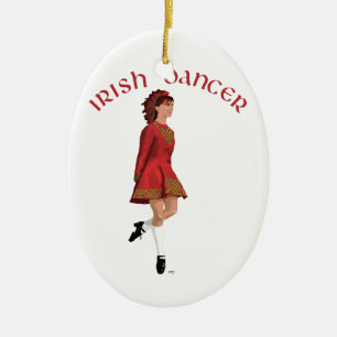 Irish Dancer in Red Ceramic Tree Decoration