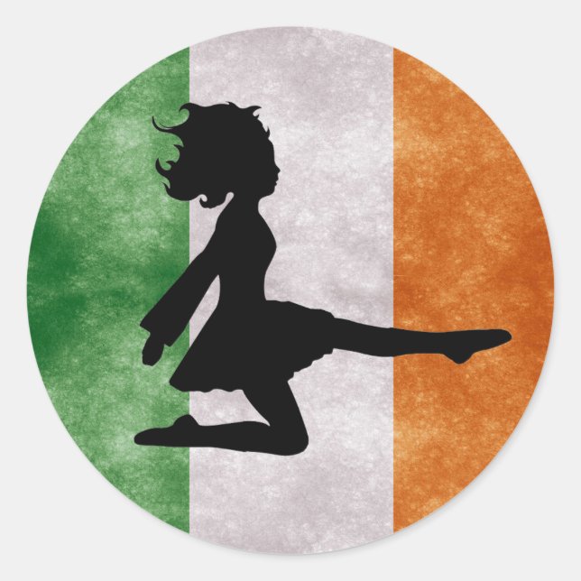 Irish Dancer on Irish Flag Stickers (Front)