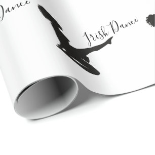 Irish Dancer Soft Shoe Black and White Dance Wrapping Paper