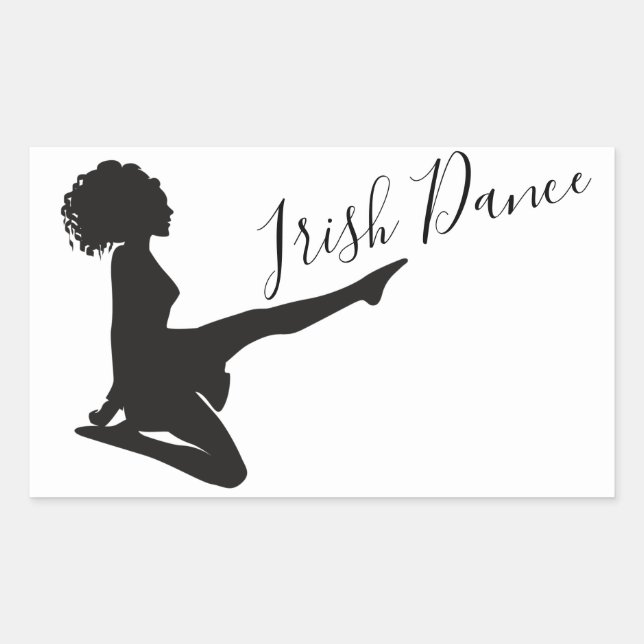 Irish Dancer Soft Shoe Dancing Black White Dance Rectangular Sticker (Front)