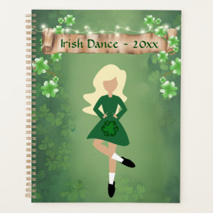 Irish Dancer with Blonde Hair and Clovers Dance Planner