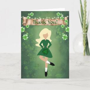 Irish Dancer with Blonde Hair Irish Step Dance Thank You Card