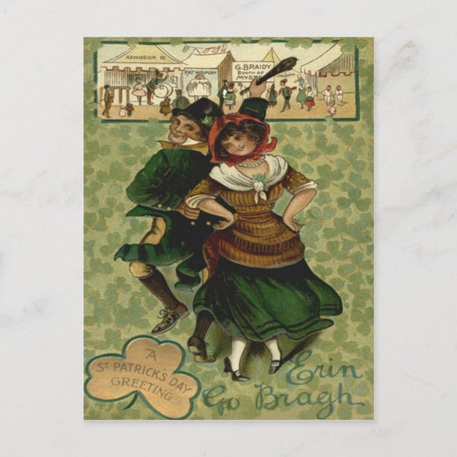 Irish Dancing Erin Go Braugh Shillelagh Postcard (Front)