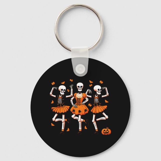 Irish Dancing Skeletons Spooky Dance Halloween Wom Key Ring (Front)