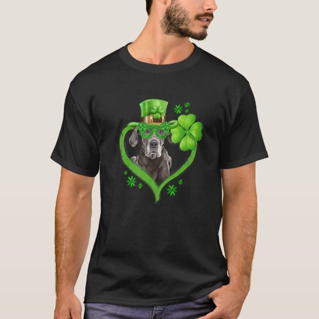 Irish Dane Dog Love Shamrock St.Patrick's Day T-Shirt (Front)