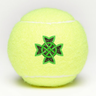 Irish Dark Green and Black Looped Celtic Knot Tennis Balls