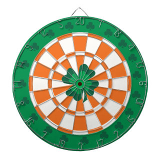 Irish Dartboard: Shamrock Green, Orange, And White Dartboard