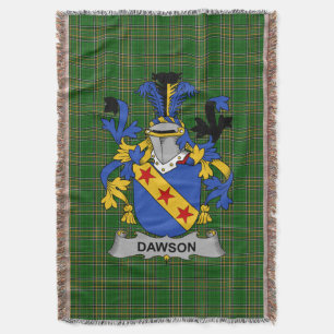 Irish Dawson Coat of Arms Family Crest Ireland Throw Blanket