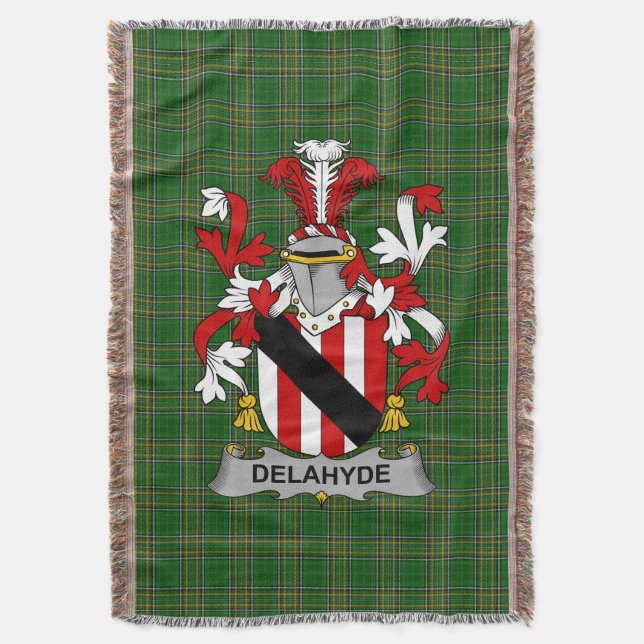  Irish Delahyde Coat of Arms Family Crest Ireland Throw Blanket (Front Vertical)