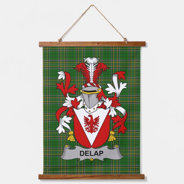 Irish Delap Coat of Arms Family Crest Hanging Tapestry (Front)