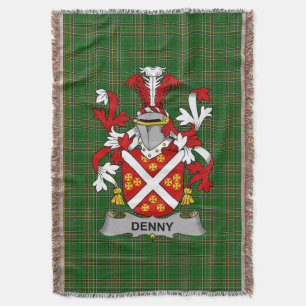 Irish Denny Coat of Arms Family Crest Ireland Throw Blanket