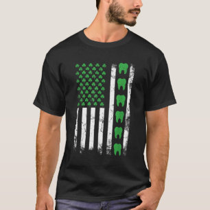 Irish Dentist American Flag US Tooth dental St pat T-Shirt