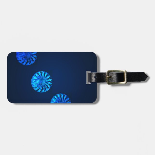 Irish Design Blue Crystal Luggage Tag (Front Horizontal)