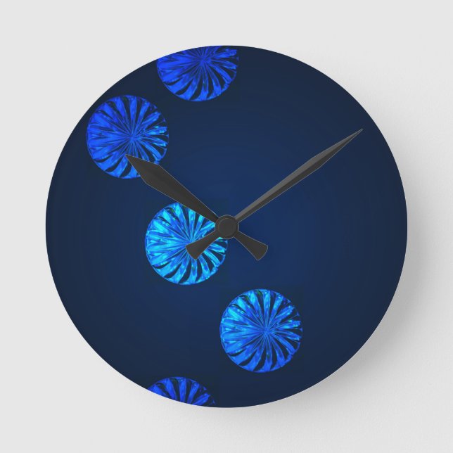 Irish Design Blue Crystal Round Clock (Front)