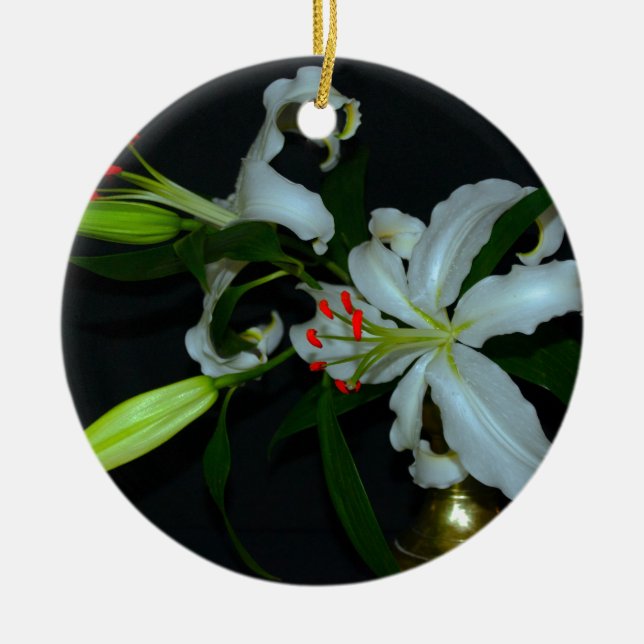 Irish Design-Brass and Flower Collection Ceramic Tree Decoration (Front)