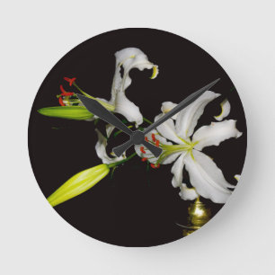 Irish Design- Brass and Flower Collection Round Clock