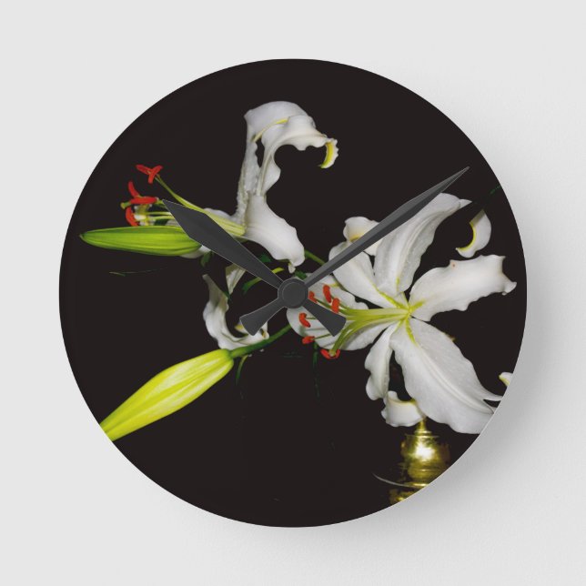 Irish Design- Brass and Flower Collection Round Clock (Front)