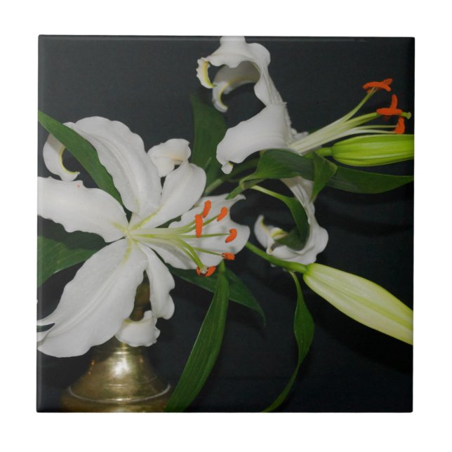 Irish Design-Brass and Flower Collection Tile (Front)