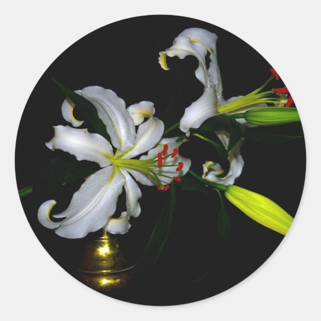 Irish Design-Brass and Flower Design Classic Round Sticker (Front)