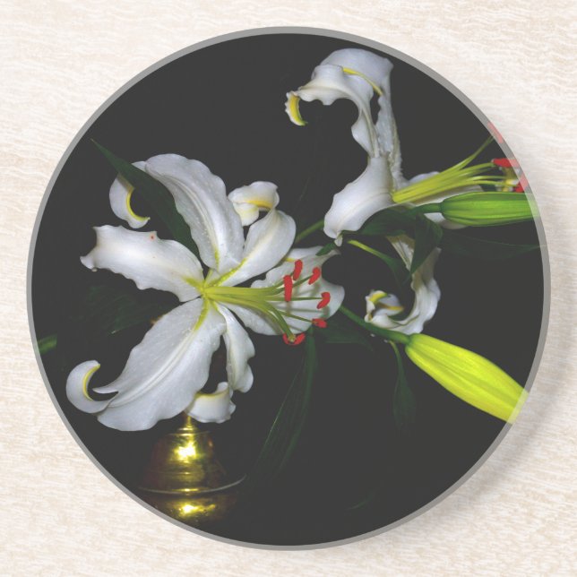 Irish Design-Brass and Flower Design Coaster (Front)