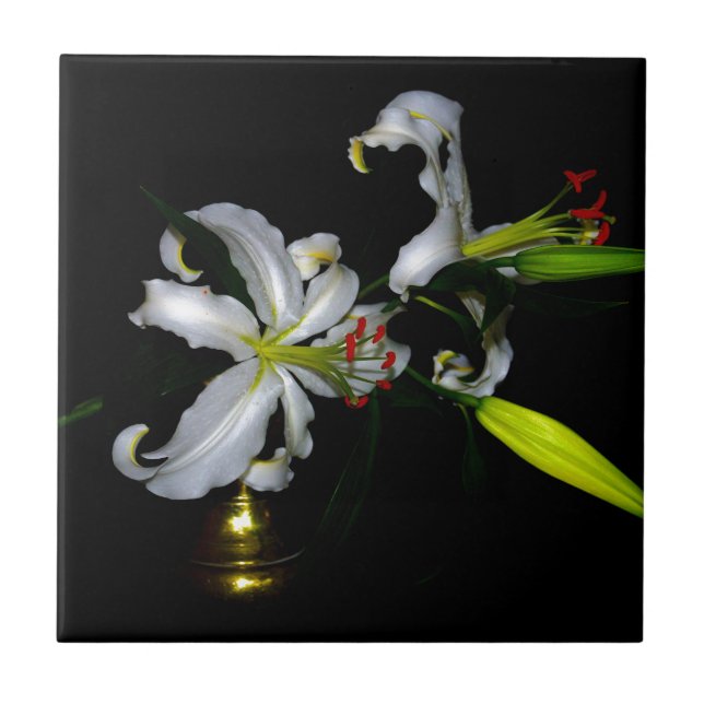 Irish Design-Brass and Flower Design Tile (Front)