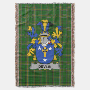 Irish Devlin or O_Devlin Coat of Arms Family Cres Throw Blanket