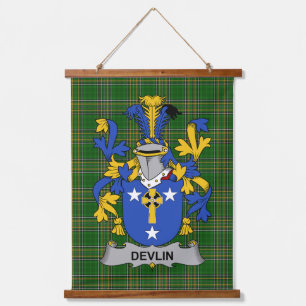 Irish Devlin or O_Devlin Coat of Arms Family Crest Hanging Tapestry