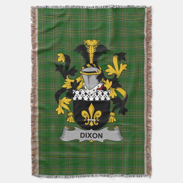  Irish Dixon Coat of Arms Family Crest Ireland Throw Blanket (Front Vertical)
